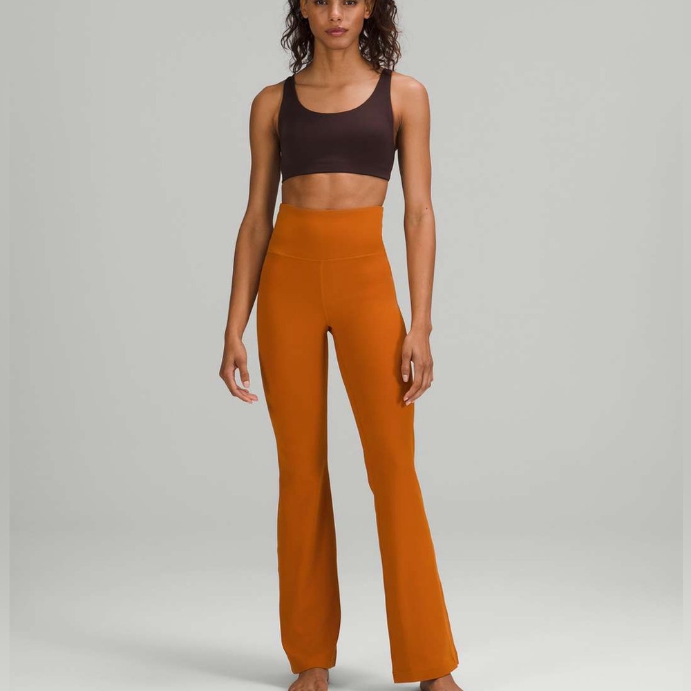 (A11) Lululemon Groove Super-High-Rise Flared Pant Nulu, Roasted Orange, Size 12